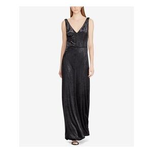 NWT RALPH LAUREN Black Velvet Gown Sleeveless Dress